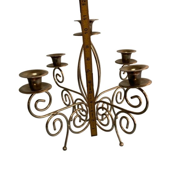 Vintage Large Gold Tone Metal Candelabra Centerpiece - Picture 8 of 9